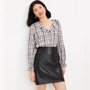Faux Leather Pocket Shift Skirt